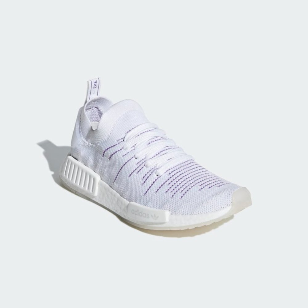 Adidas Originals Womens White Purple NMD_R1 STLT Primeknit Shoes Size 5.5 BD8017